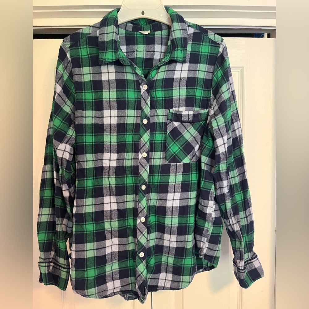 Aerie Green and Black Plaid Shirt
